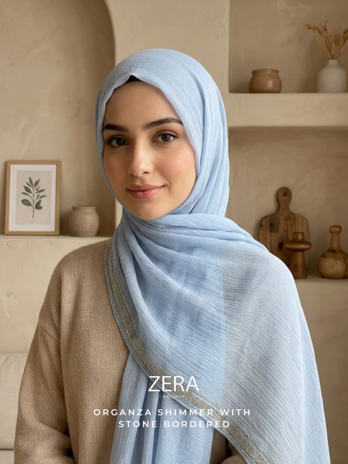 Zera Organza Shimmer With Silver stone Bordered